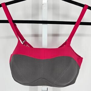 Half Moon Active Womens Sz 34C Lightly Padded Sports Bra Gray Pink